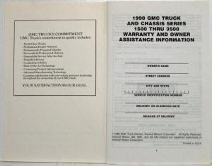 1990 GMC Truck and Chassis 1500-3500 Warranty and Owner Assistance Information