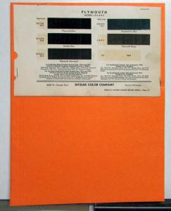 1936 1937 Plymouth Ditzler Color Company Paint Codes Chips Seet