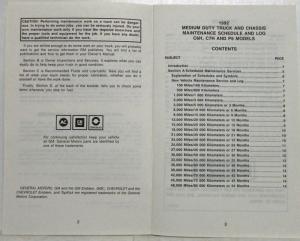 1992 GMC TopKick Truck Maintenance Schedules Booklet