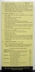 1956 Plymouth Go Places Features Specifications Sales Sheet