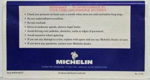 1995 Michelin Tires Owners Manual/Limited Warranty Brochure