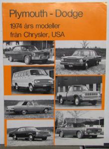 1974 Chrysler Plymouth Dodge Valiant Dart Swinger Coronet TriFolder SWEDISH TEXT