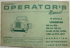 1965 International Loadstar Models Operators Manual Operation Maintenance Lube