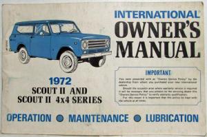 1972 International Scout II and Scout II 4x4 Series Owners Manual