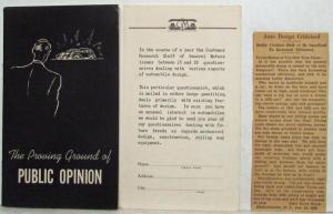 1938 General Motors GM Public Opinion Questionnaire with Reply Sheet & Clipping