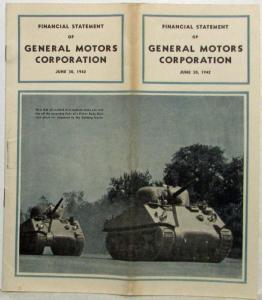 1942 General Motors Corporation Financial Statement for Shareholders 6-30-42