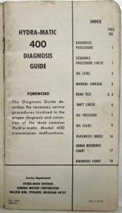 1965 General Motors GM Hydra-matic 400 Diagnosis Guide
