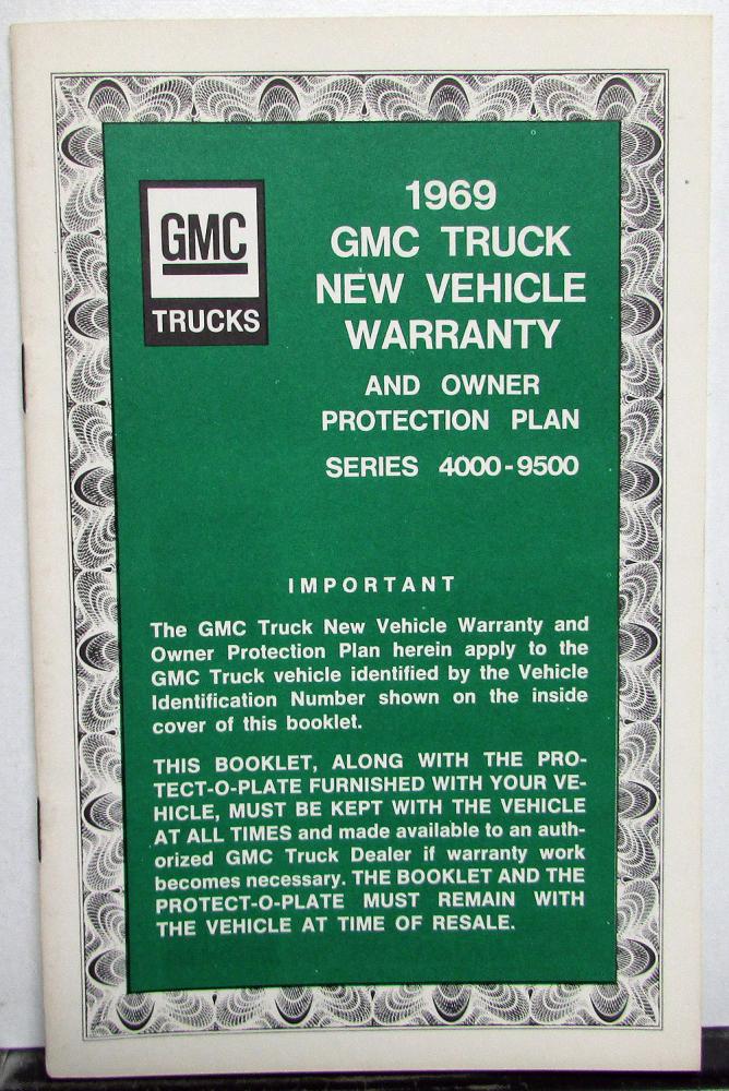 1969 GMC Truck Owner Protection Plan & Warranty Booklet Series 4000-9500