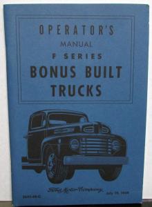 1949 Ford Truck Owners Operators Manual Pickup F Series Full Line Reproduction