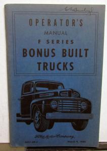 1949 Ford Truck Owners Operators Manual Pickup F Series Full Line Original