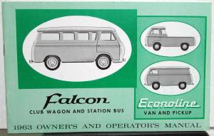 1963 Ford Falcon Club Wagon Econoline Van Pickup Canadian Owners Manual Original