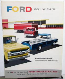 1957 Ford Truck Dealer Brochure Full Line Pickup F Series Medium Heavy Duty Orig