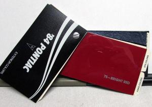 1984 Pontiac Salesmens Pocket Exterior Colors Samples Paint Tops Firebird Fiero