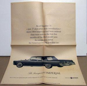 1964 Chrysler Imperial Wall Street Journal Advertisement November 13 1963