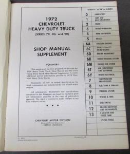 Original 1972 Chevrolet Dealer Truck Service Manual Supplement 70-90 Series H/D