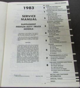 1983 Chevrolet Dealer Original Truck Service Manual Supplement Medium Duty 40-60
