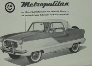 1955 1956 AMC Metropolitan SWISS Market Text Sales Brochure Original