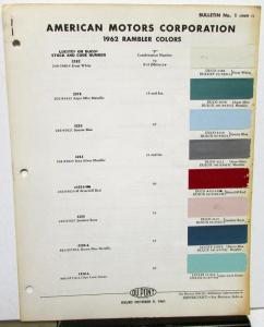 1962 AMC Rambler Colors Paint Chips by Dupont Original