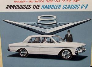 1963 AMC Rambler Classic V8 Motor Trend Car of the Year Sales Brochure MAILER