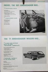 1971 AMC Ambassador Data File Folder Dealer Item Only American Motors Original