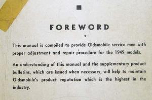 1949 Oldsmobile Dealer Service Shop Manual Repair 76 88 98 Series