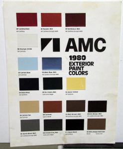 1980 AMC Exterior Paint Color Chips Dealer Sheet Original