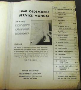 1960 Oldsmobile Service Shop Manual 88 SUPER 88 98 Repair
