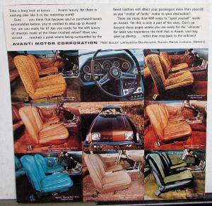 1969 Avanti II Sales Brochure Interior Seating Photos Folder Original