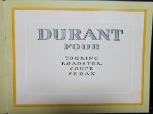 1924 Durant Four Touring Roadster Coupe Sedan Models Sales Brochure Original