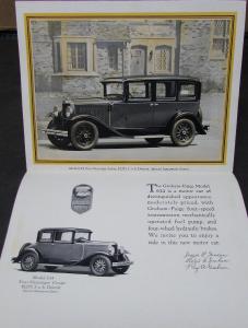 1928 Graham Paige Model 614 5 Passenger Sedan Sales Brochure Folder Original