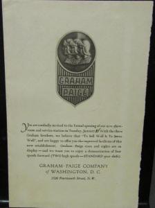 1928 Graham Paige Showroom Garage Invitation Sales Brochure Leaflet Original