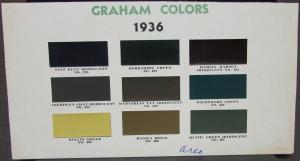1936 Graham Automobile ARCO Paint Chips Original Half Sheet