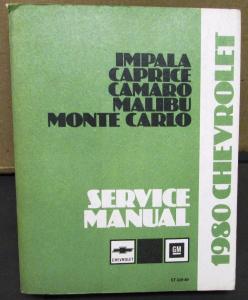 1980 Chevrolet Dealer Chassis Service Shop Manual Impala Camaro Monte Carlo