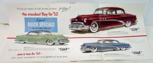 1952 Buick Eight Special Riviera & Tourback Sales Brochure Mailer FOB Prices