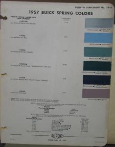 1957 Buick Spring Color Paint Chips By DuPont Co Original
