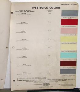 1958 Buick Color Paint Chips By DuPont Co Originals