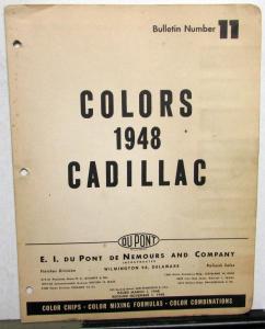1948 Cadillac Dupont Color Paint Chips Original Bulletin Number 11