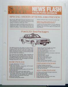 1980 Ford Dealer Sales Special Order Form Taxi Cab Fleet LTD Fairmont Van Truck