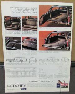 1972 Mercury Colony Park Marquis Monterey Montego Villager Wagons Sales Brochure