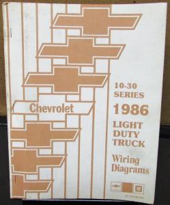 1986 Chevrolet Electrical Wiring Diagram Dealer Manual 10-30 Series Truck