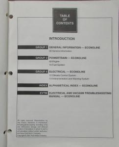 1997 Ford Econoline F250 Natural Gas Vehicle Electrical Vac Trouble Shop Manual