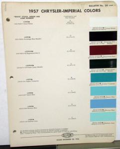 1957 Chrysler & Imperial DuPont Color Paint Chips Leaflets Original