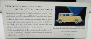 1931 Dodge Dealer Sales Brochure Mailer Six & Eight Models A Real Value