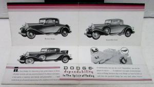 1932 Dodge Dealer Brochure Folder New Dodge Six Sedan Coupe Convertible