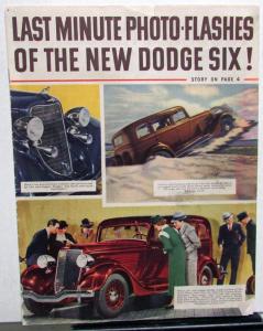 1934 Dodge Dealer Sales Brochure Last Minute Photo Flashes Sedan Coupe 121