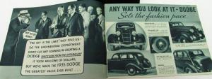1935 Dodge Dealer Sales Brochure Candid Camera Shots Greentone Sedan Coupe