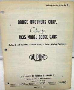 1935 Dodge Dupont Paint Chips Color Combinations Formulas Leaflet Duco Original