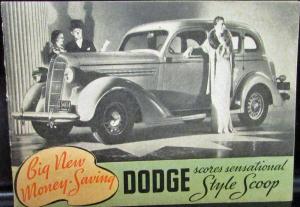 1936 Dodge Dealer Pocket Sales Brochure Style Scoop Touring Coupe Sedan