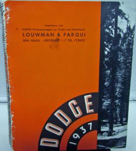 1937 Dodge Foreign Dealer Dutch Text Prestige Color Sales Brochure Spiral Bound