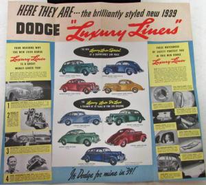 Original 1939 Dodge Dealer Pocket Sales Brochure Folder Luxury Liner New Model